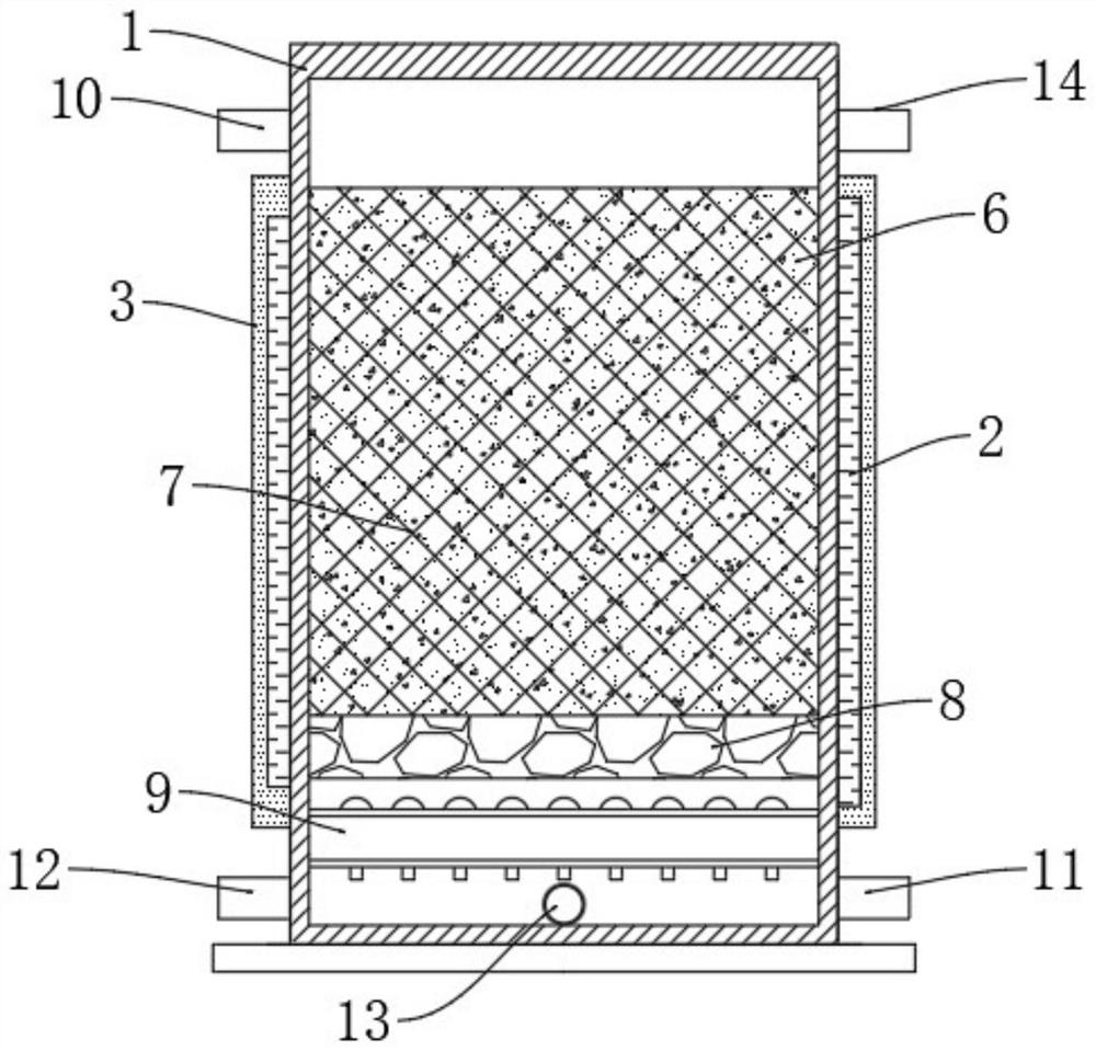 Anaerobic denitrification filter tank for sewage treatment