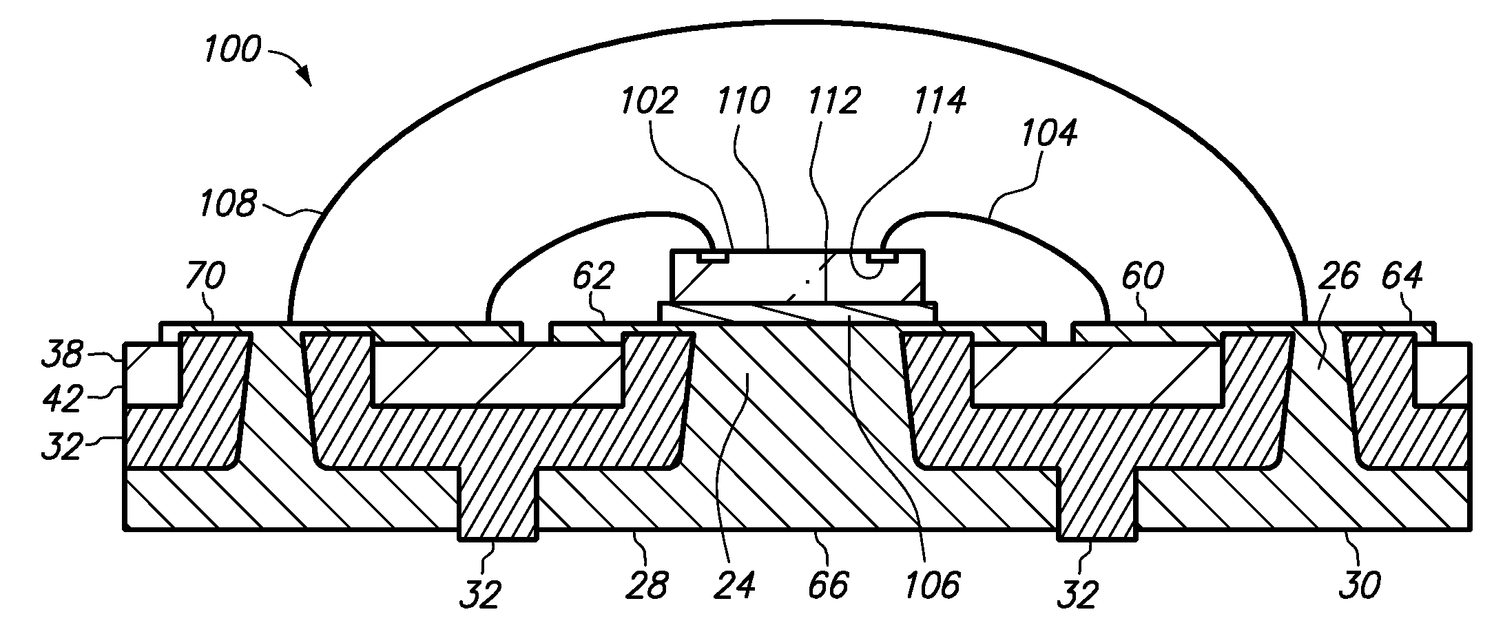 Semiconductor chip assembly with post/base heat spreader and adhesive between base and terminal