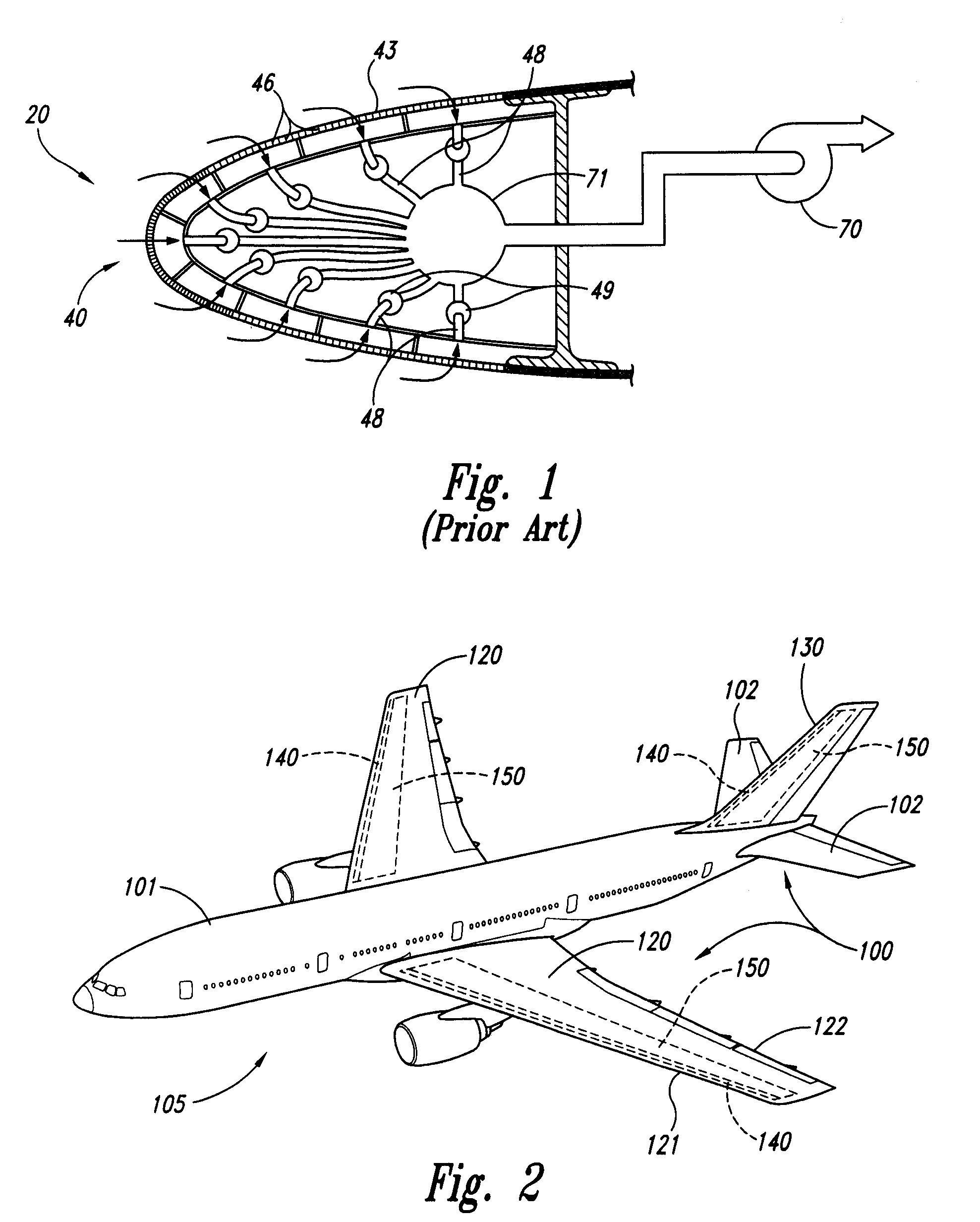 Passive removal of suction air for laminar flow control, and associated systems and methods