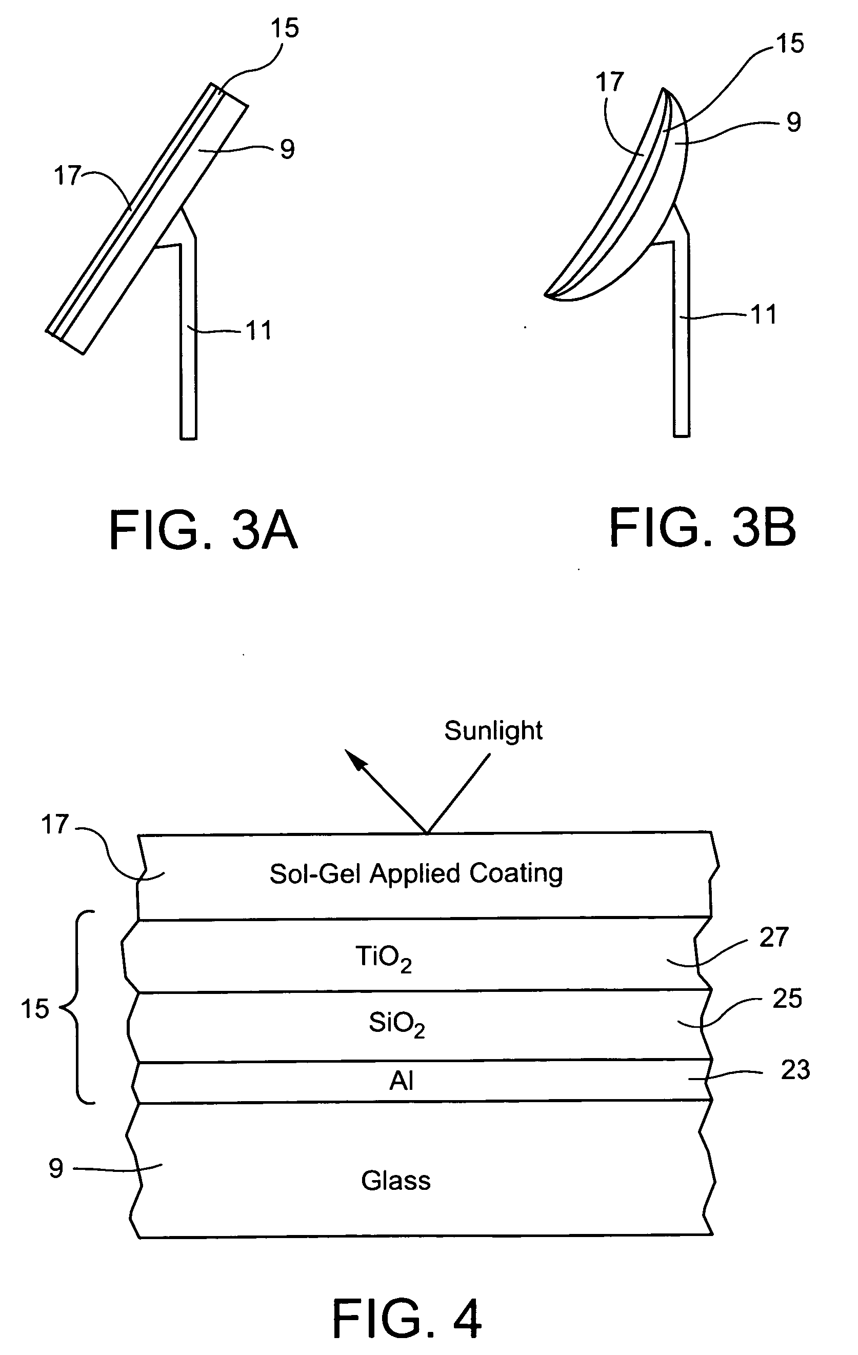 First surface mirror with sol-gel applied protective coating for use in solar collector or the like