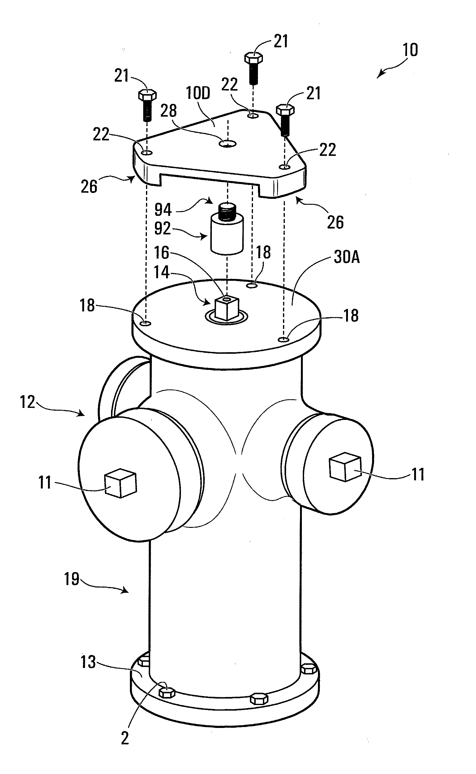 Apparatus and methods for surveying with a hydrant monument