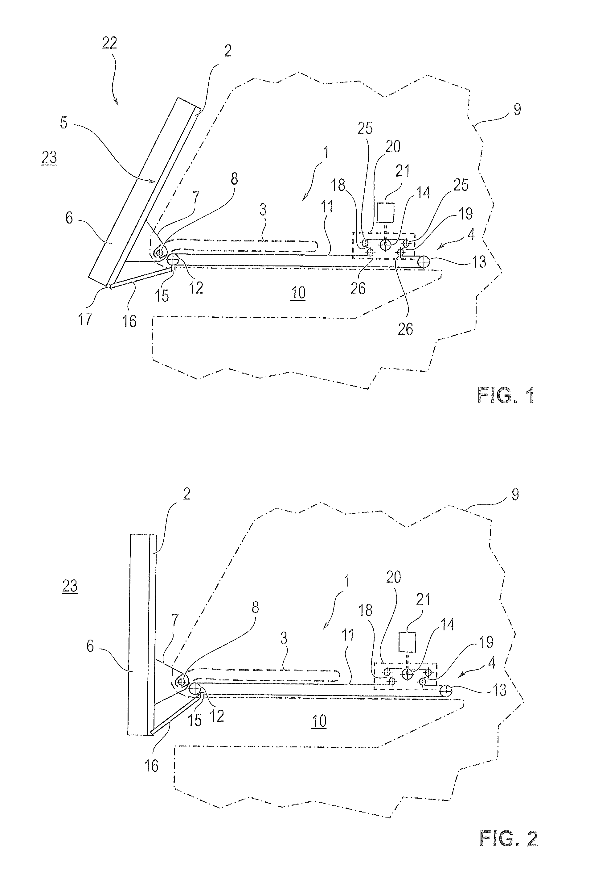 Screen Adjustment Device for a Motor Vehicle