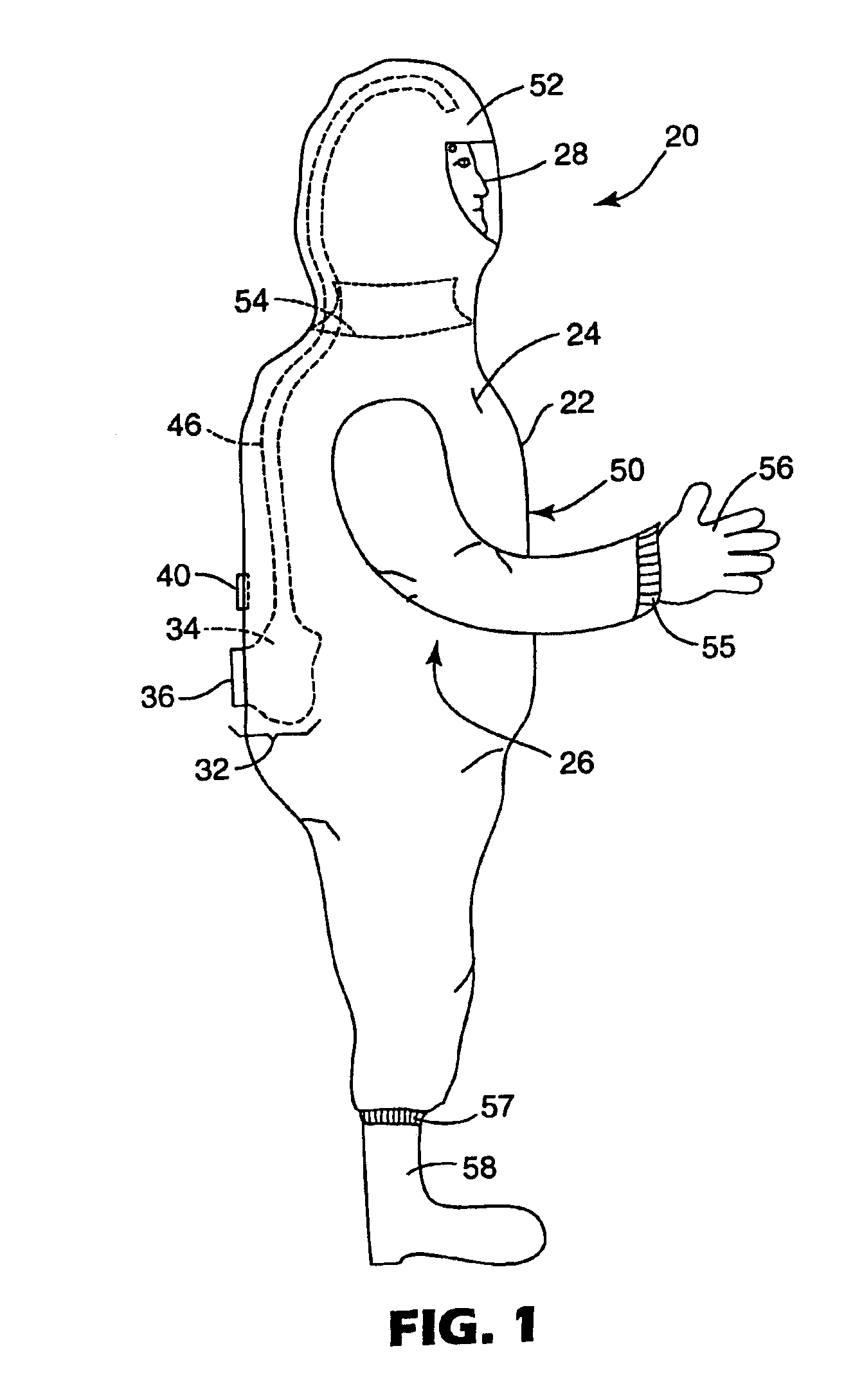 Personal protective suit with partial flow restriction