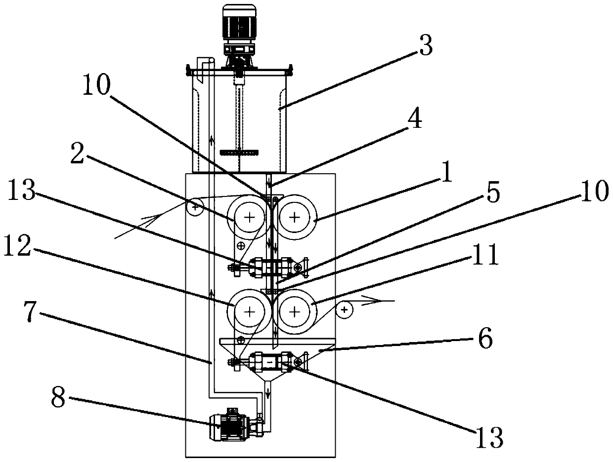 Upper liquid feeding type padder