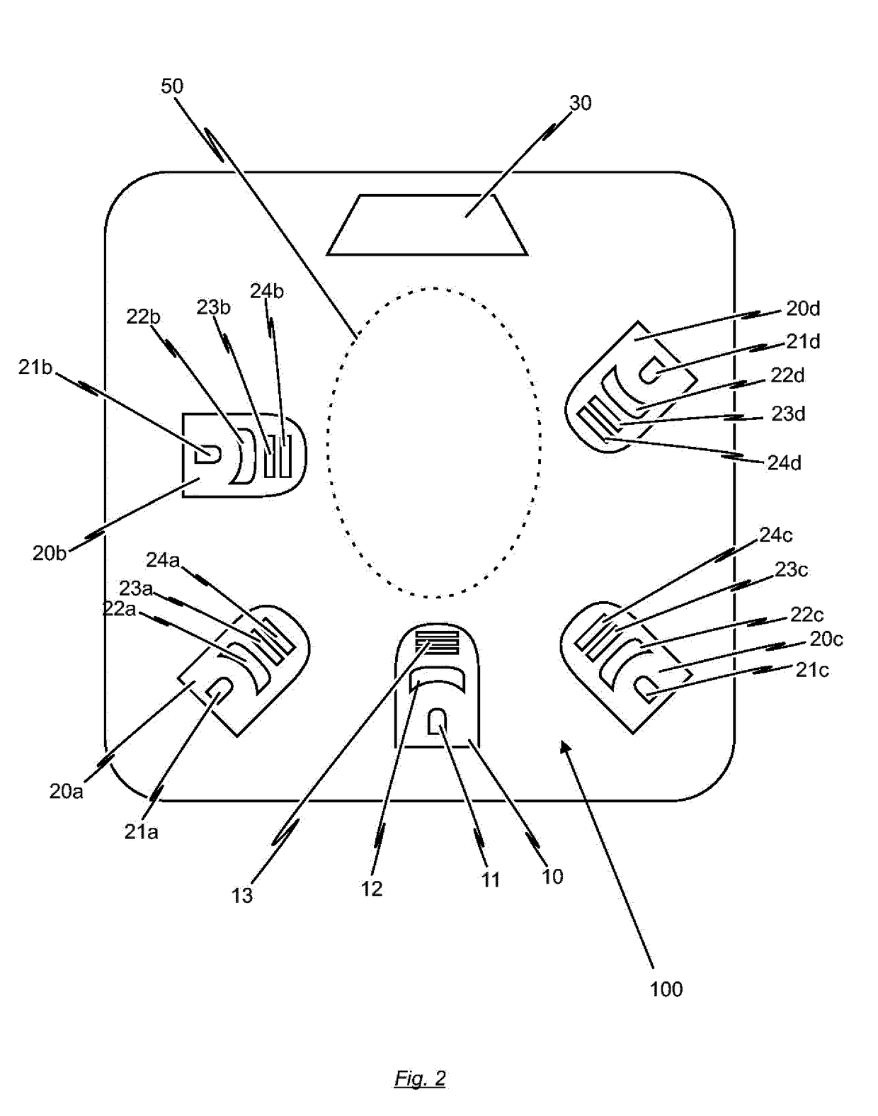 Assembly for attenuating impinging light of a beam of radiation