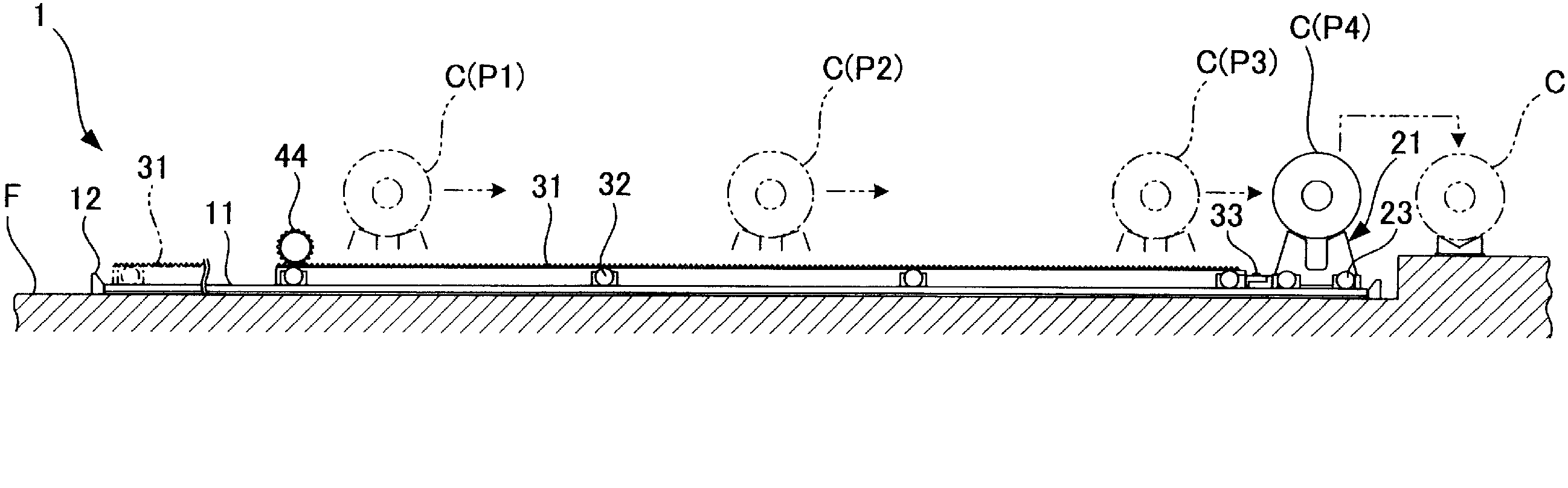 Rack traveling type coil conveying device
