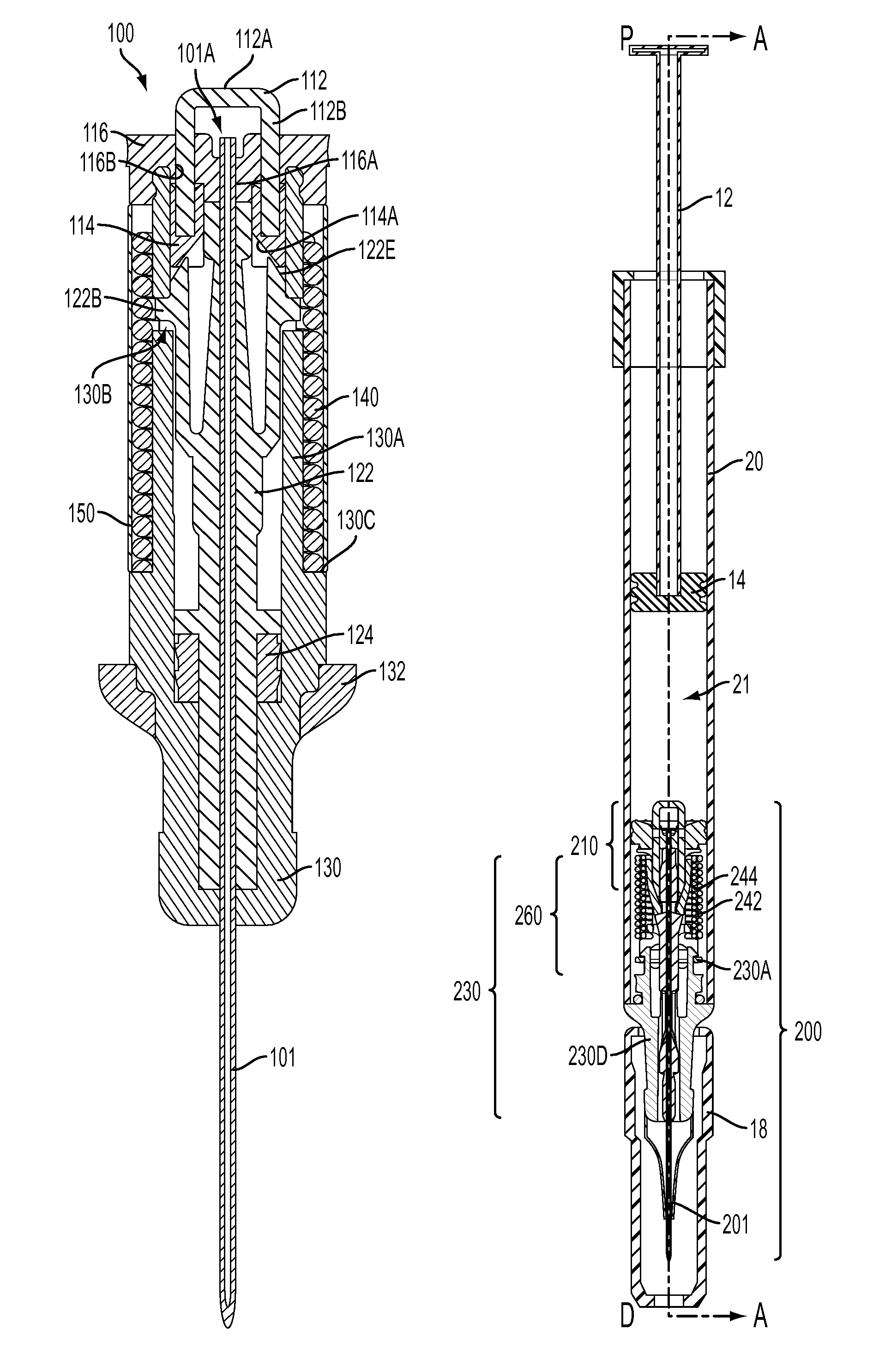 Retractable needle adapters and safety syringes