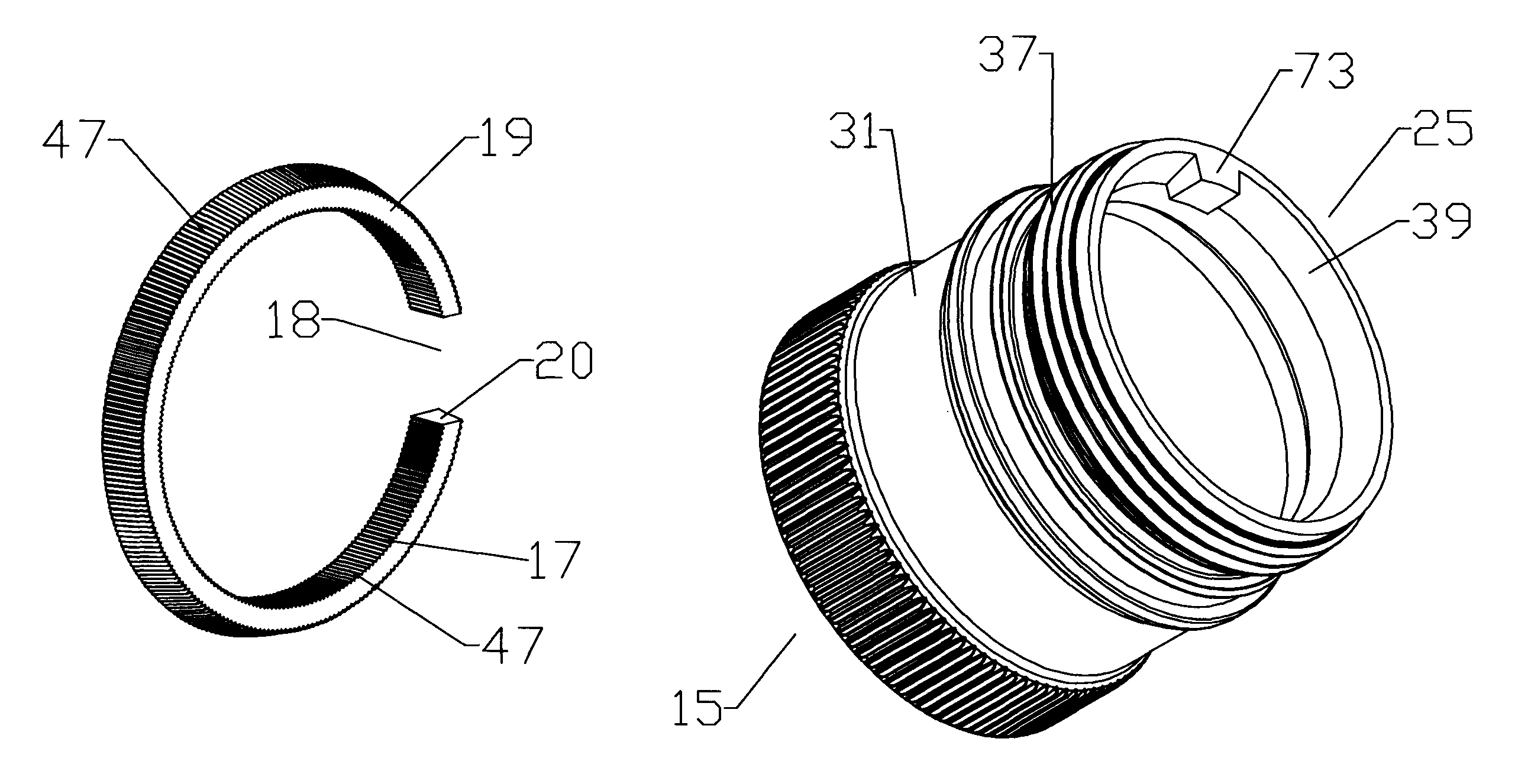 Coaxial connector grip ring having an anti-rotation feature