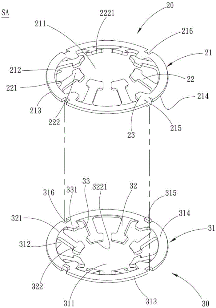 Preloaded spring leaf and its combined structure and fan