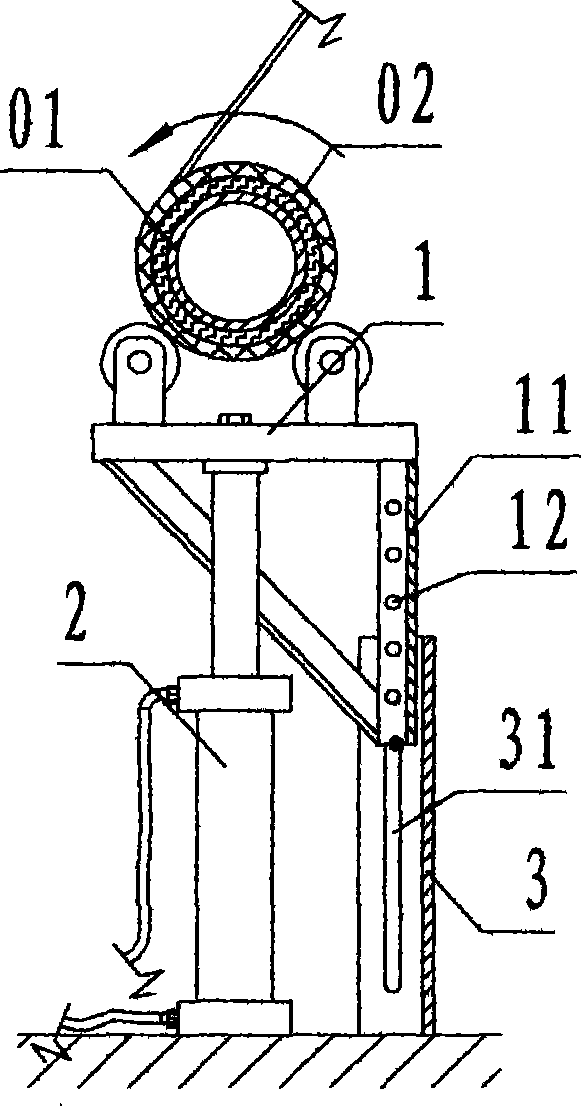 Pneumatic supporting device for producing ultralong large caliber rubber hose