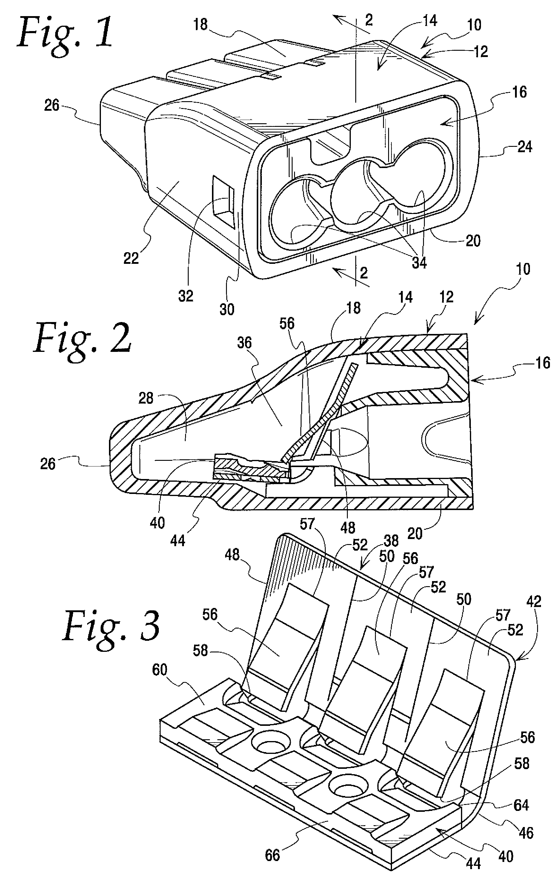 Push-in wire connector with improved busbar