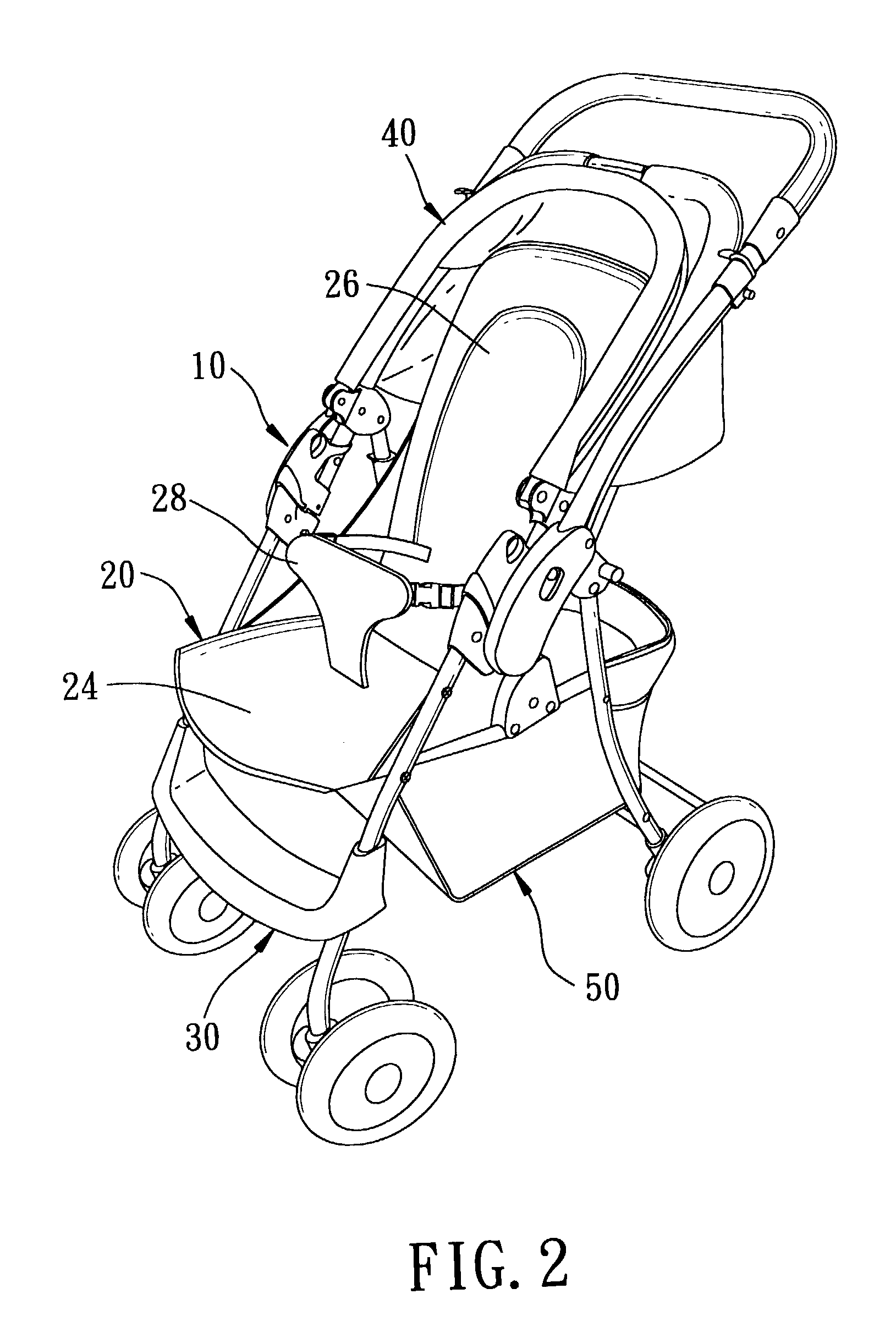 Stroller suitable for seating and reclining of a baby