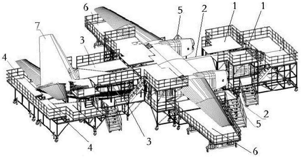 An aircraft assembly work dock