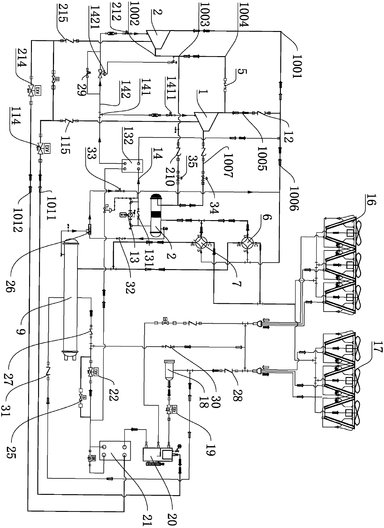 Control method of air cooling screw heat pump system