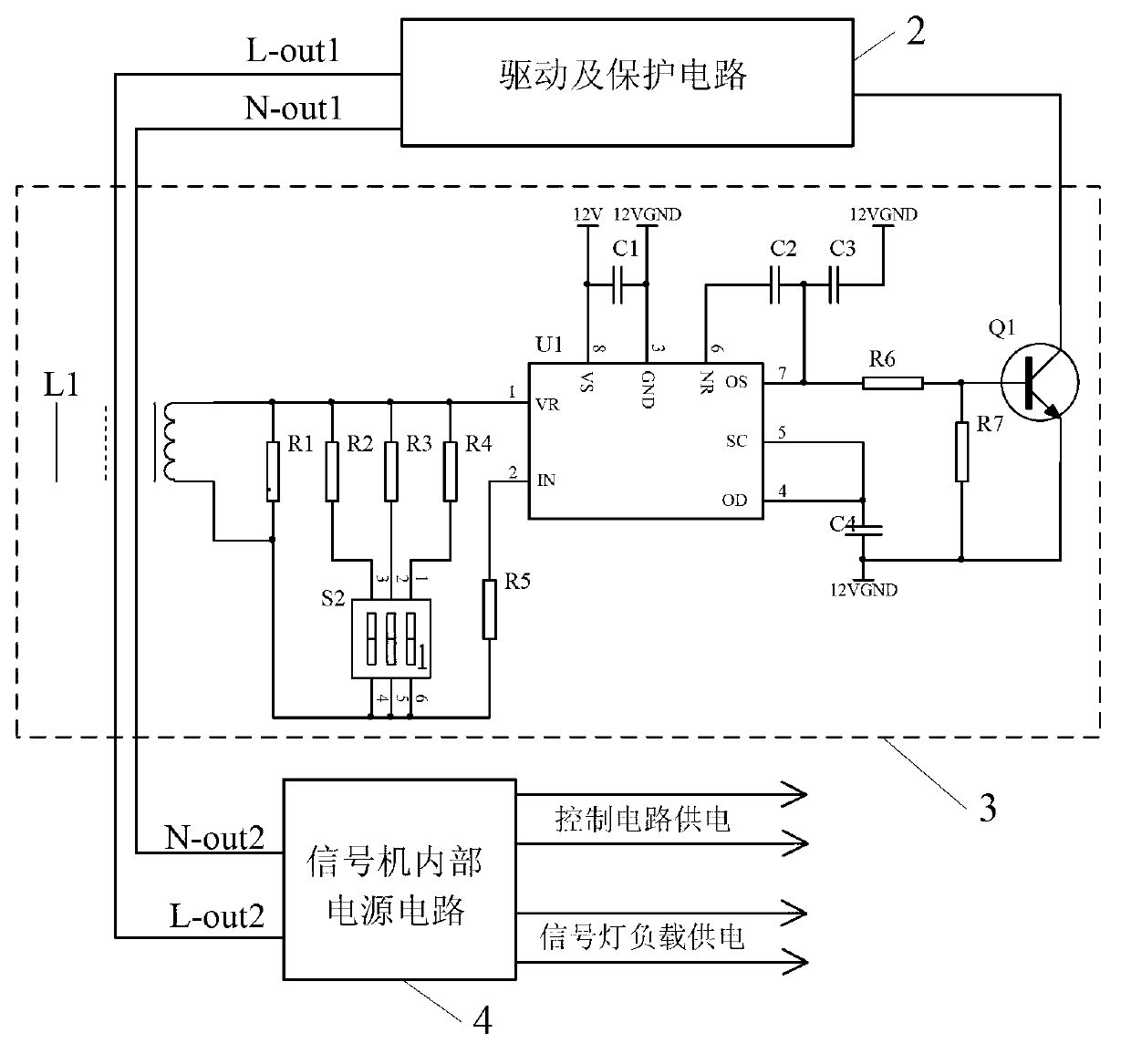 Machine shell leakage protection circuit and road traffic signal control machine using protection circuit