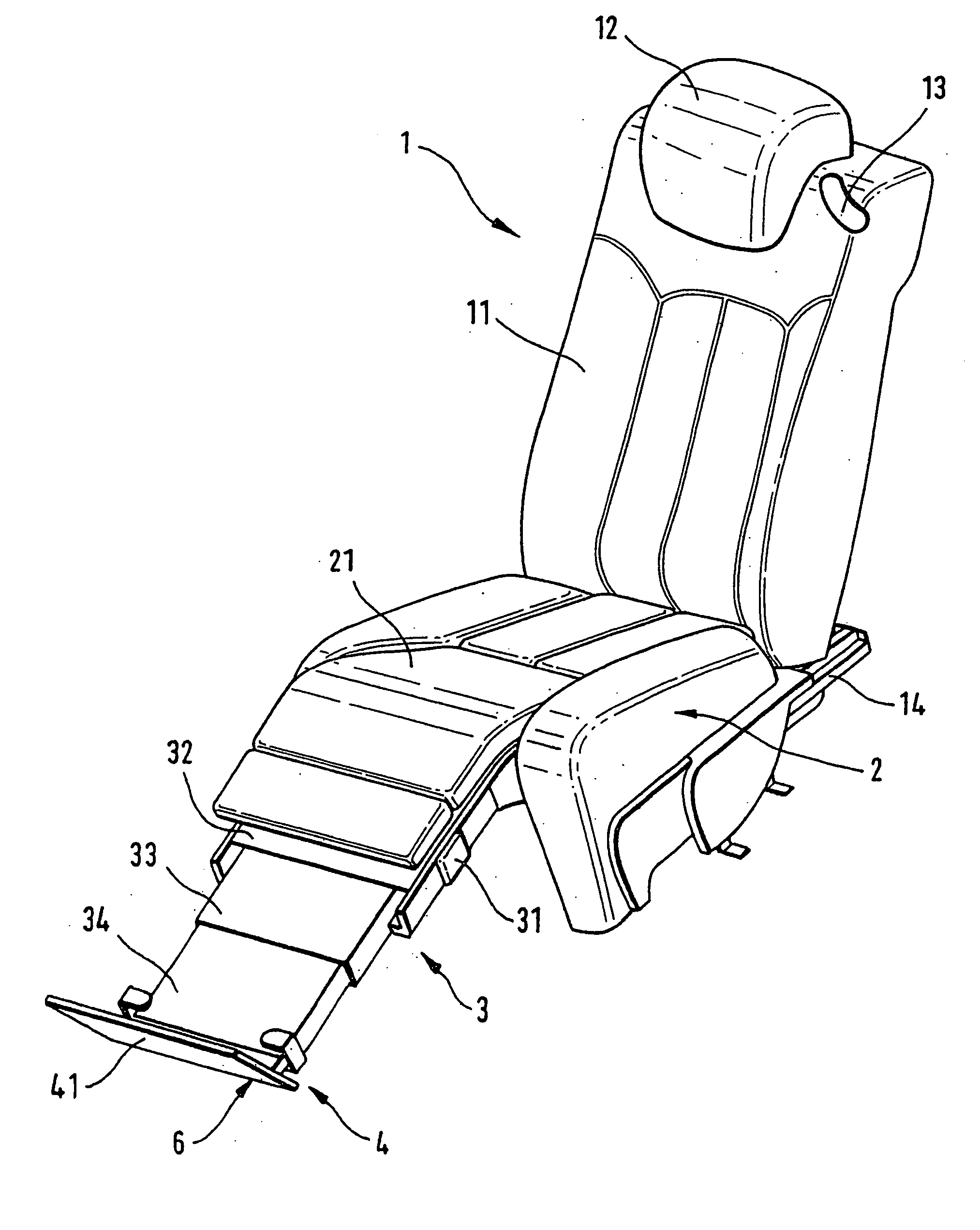 Vehicle seat with a support for the lower legs
