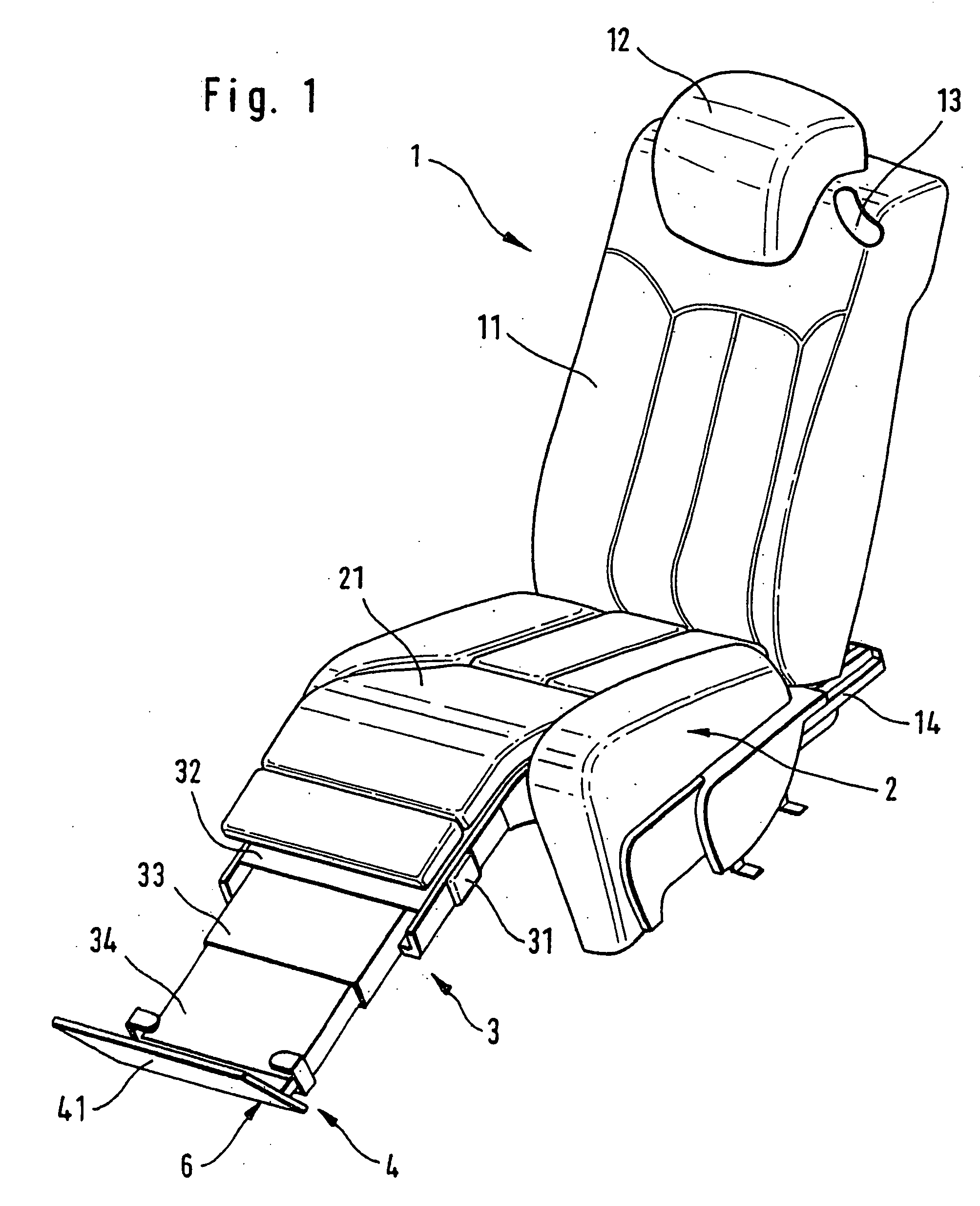Vehicle seat with a support for the lower legs