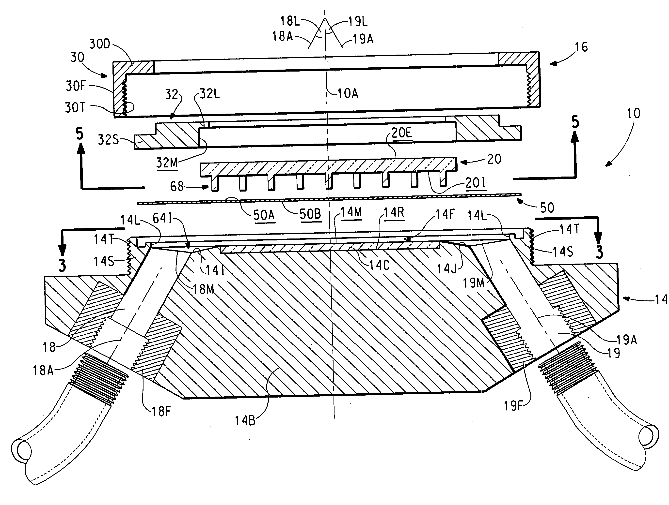 Liquid measurement cell having a transparent partition therein