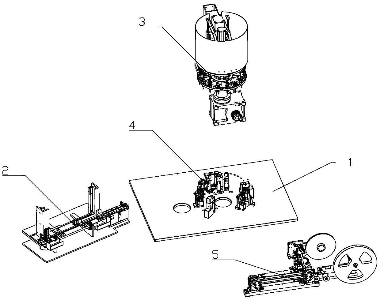 Annular machining device of inductance detecting and packaging equipment