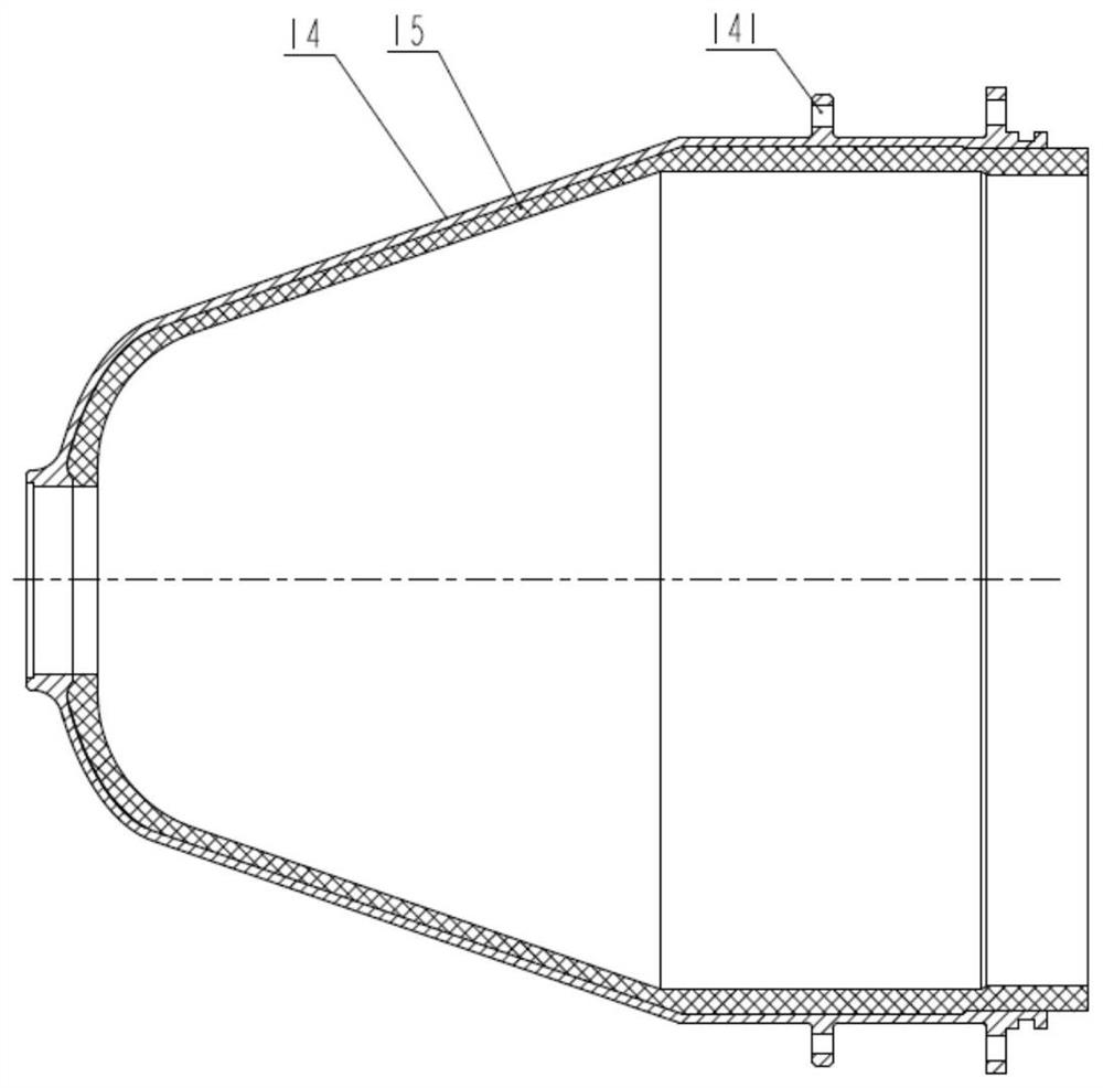 Combined conical section composite shell structure