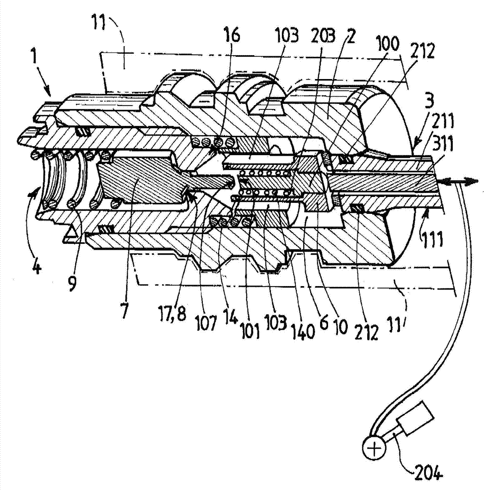 Filling connector, container, filling method and filling nozzle