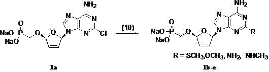 (2R,5R)-5-phosphoryl methoxy-2-(2-substituted adenine-9-yl)-2,5-dihydrofuran nucleoside analog as well as preparation method and application thereof