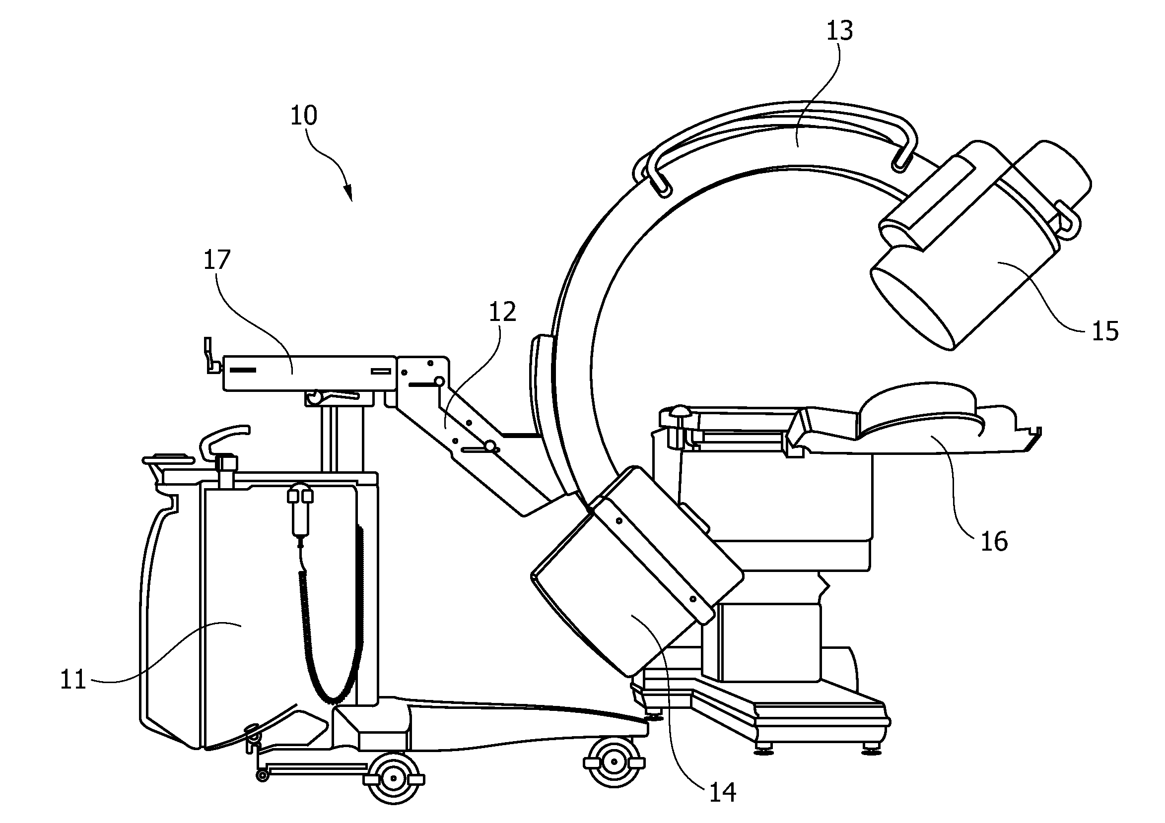 Guidance chain for guiding cables or other lines in a medical diagnostic apparatus