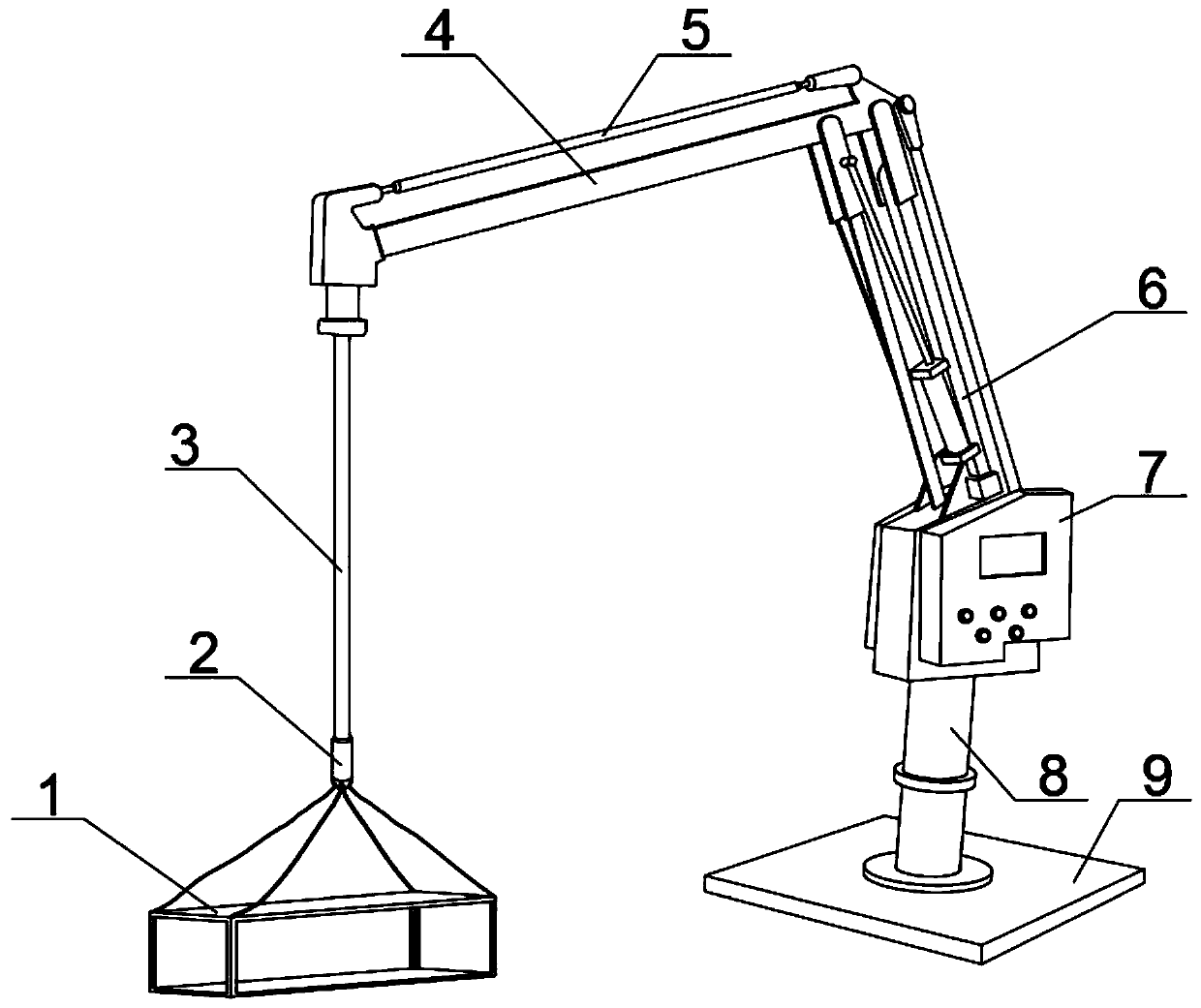 Board material hoisting device used for house building construction