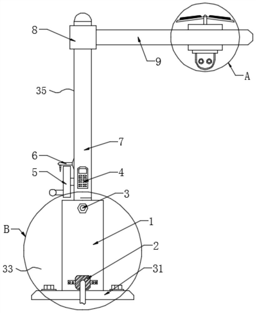 Monitoring rod with height convenient to adjust and capable of freely rotating