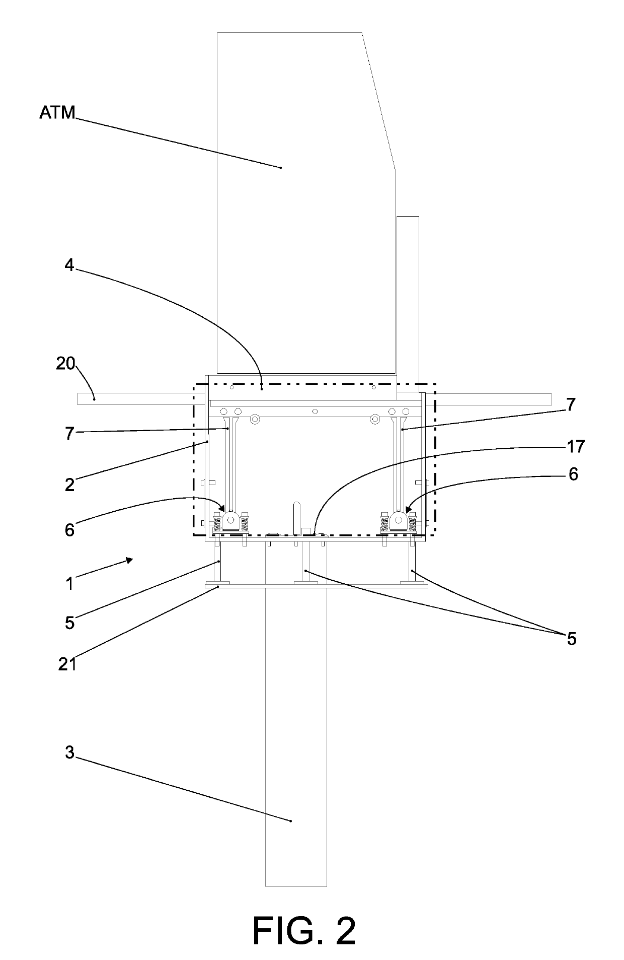 Device for anchoring and protecting self-service terminals and vaults in general