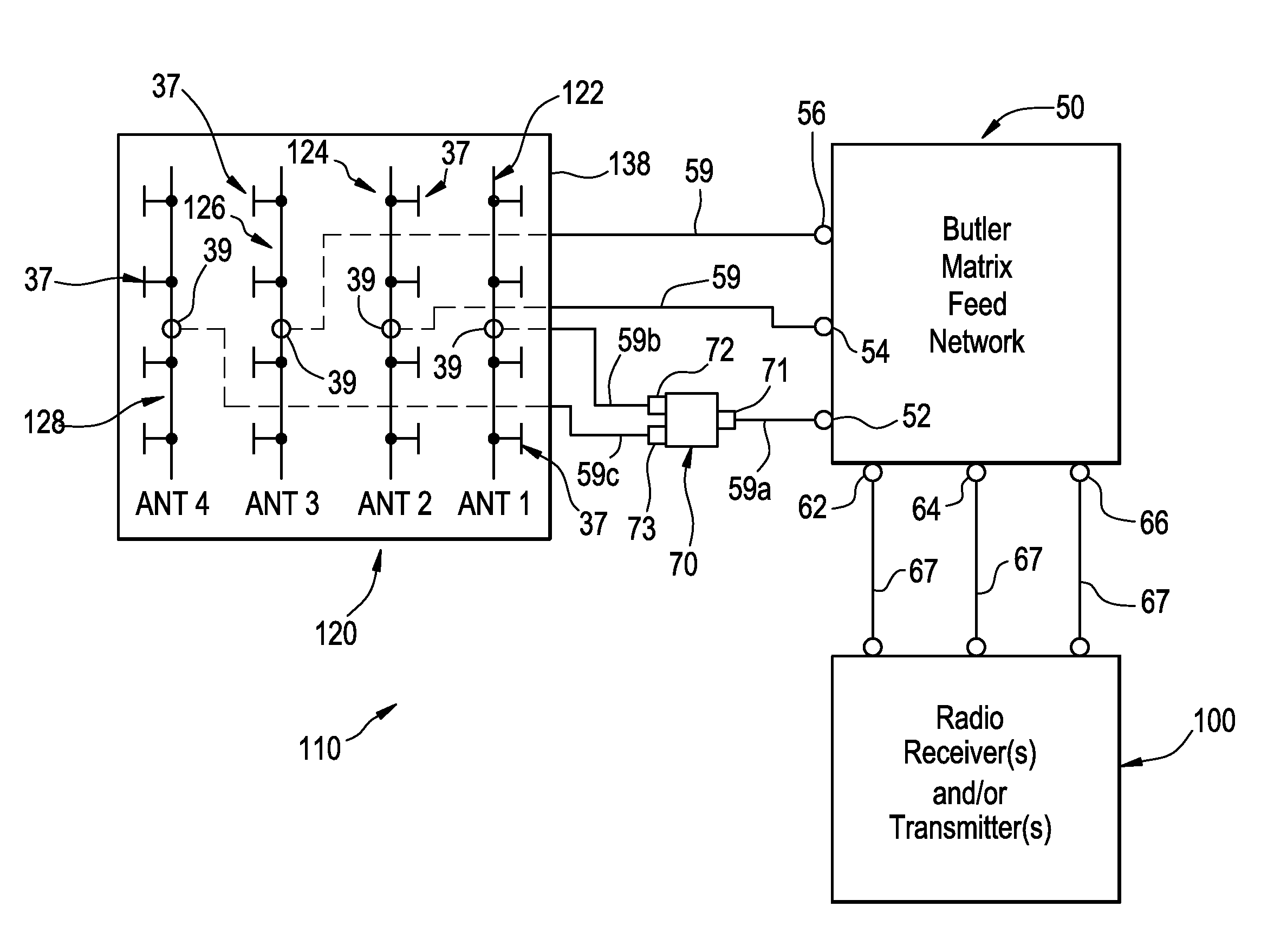 Amplitude tapered switched beam antenna systems