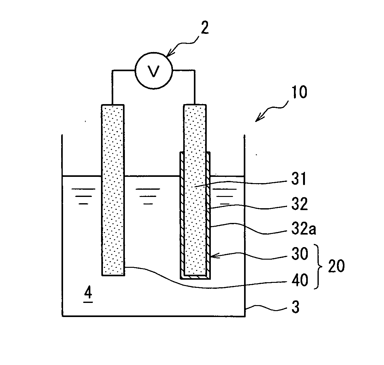 Reference electrode and detector using the same for detecting acidity or basicity of oil