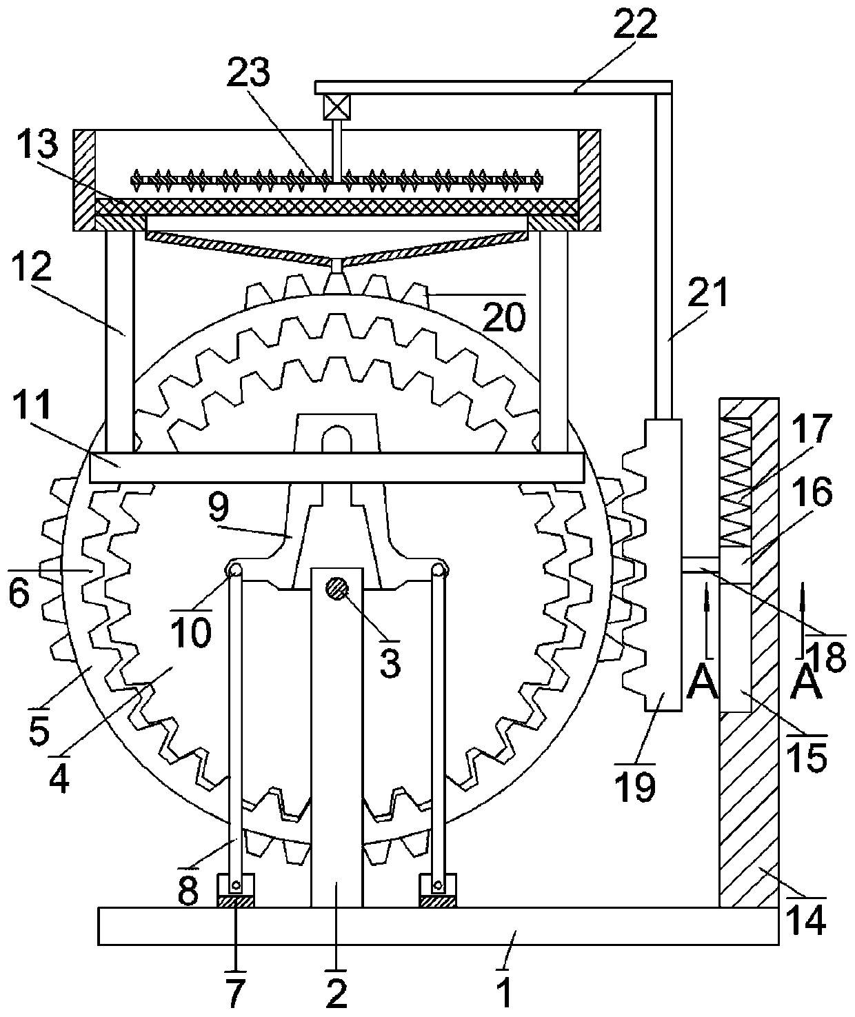 An eccentric vibrating industrial material handling equipment with linkage disturbance function