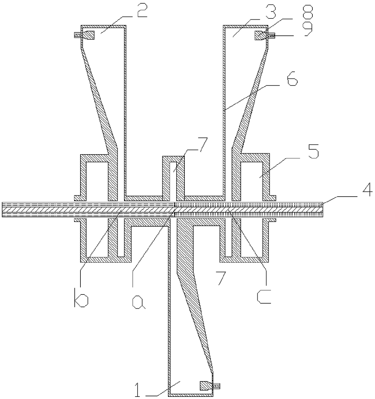 Three-port technology based coaxial material microwave real-time detection device