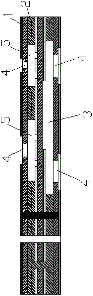 Embedded cavity multilayer printed board structure