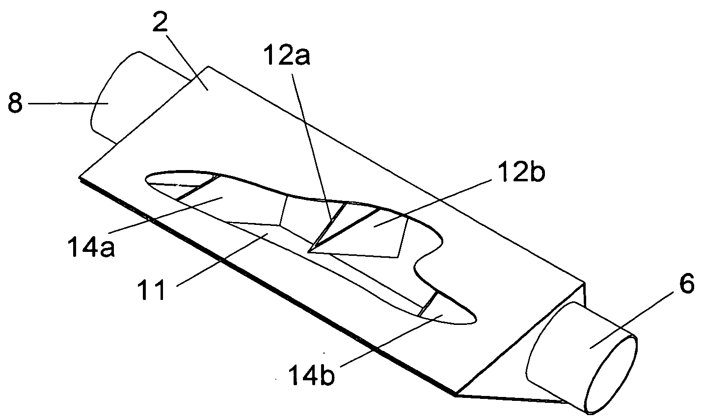 Triangular cross section exhaust muffler