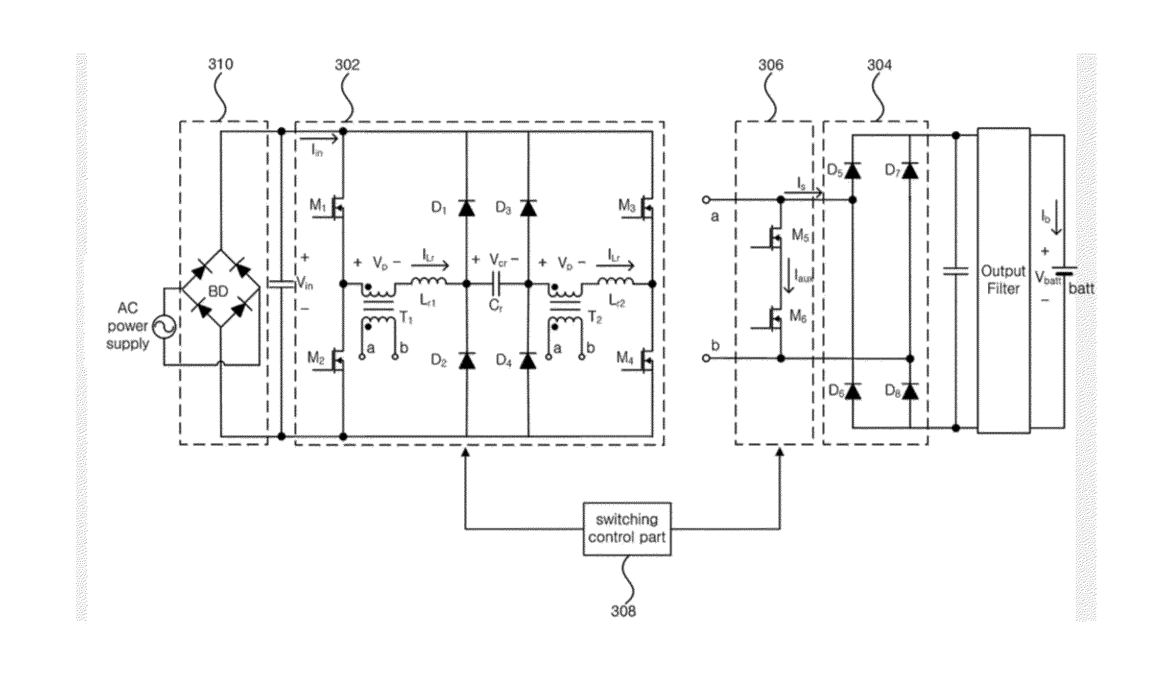 Battery charging device for an electric vehicle