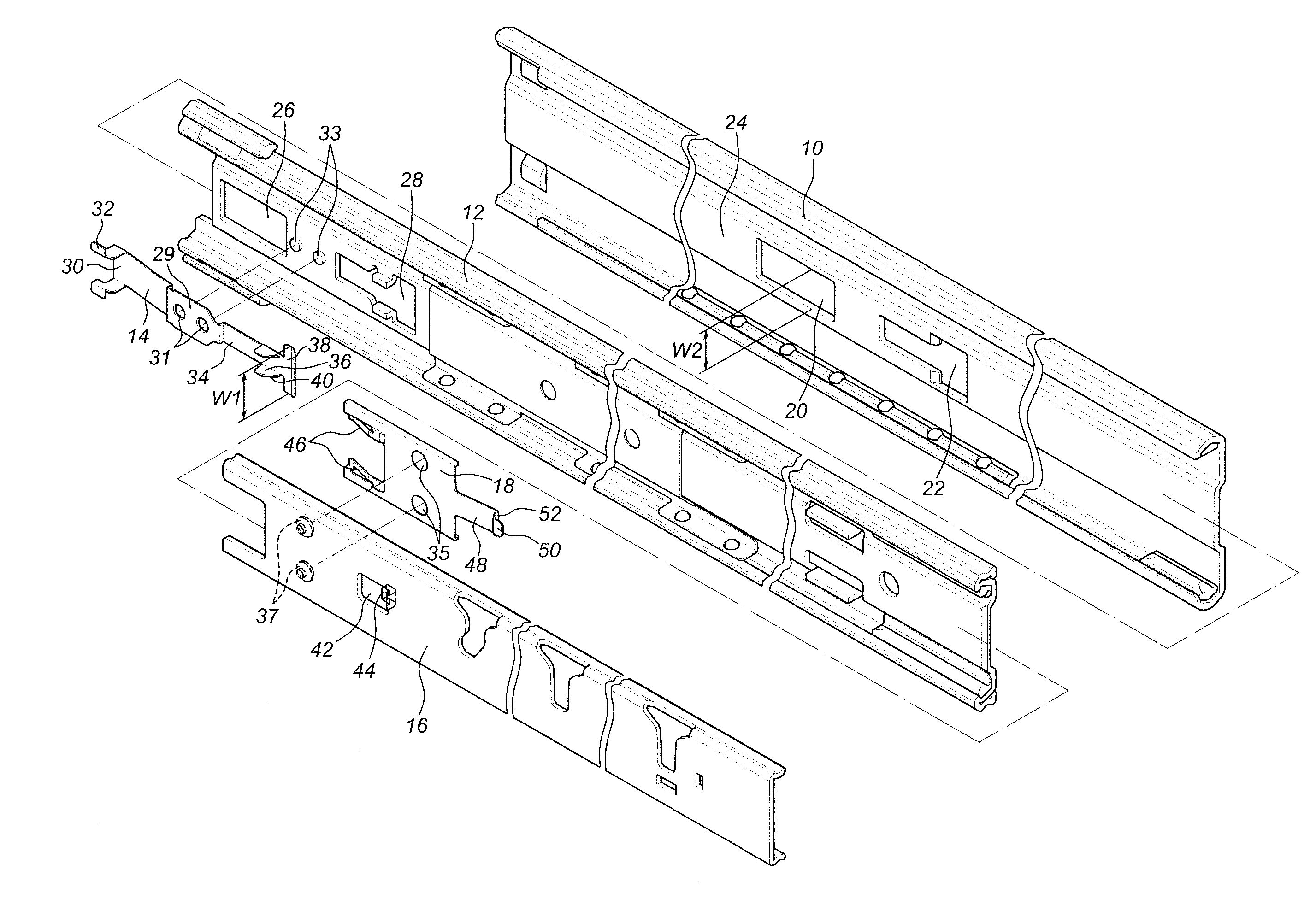 Slide assembly and connection device