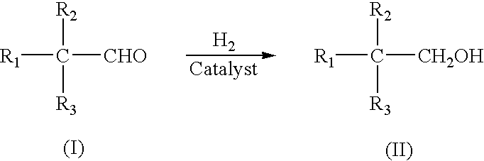 Liquid phase catalytic hydrogenation process to convert aldehydes to the corresponding alcohols