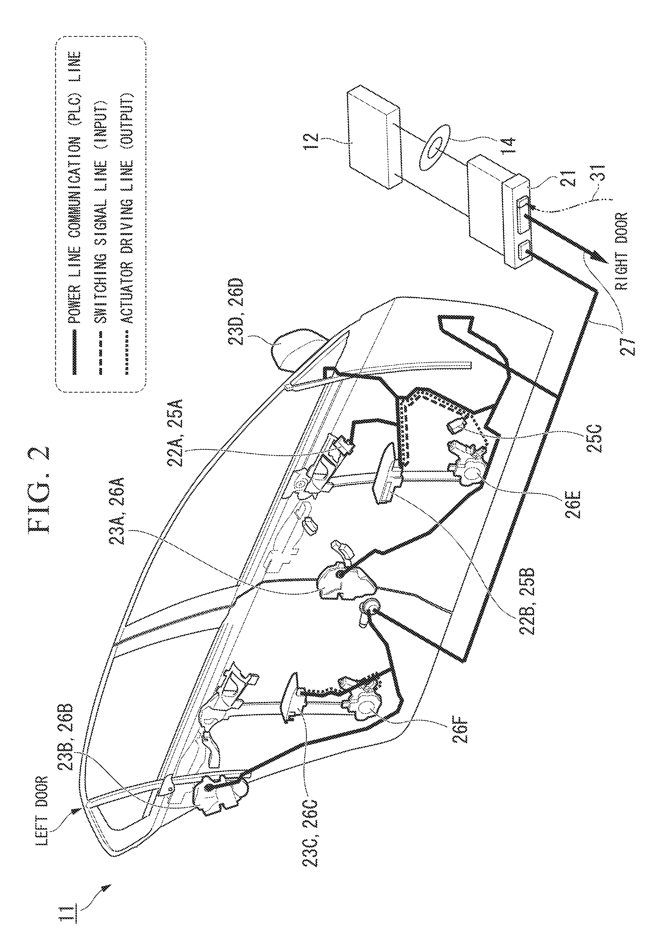 In-vehicle power line communication system