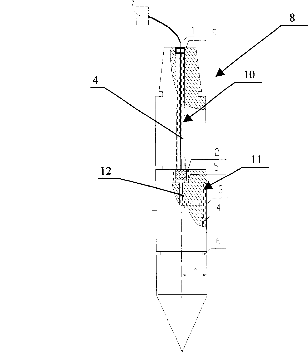 Probe for in-situ real time measuring saturated fine soil borizontal stress and measuring, calculating method