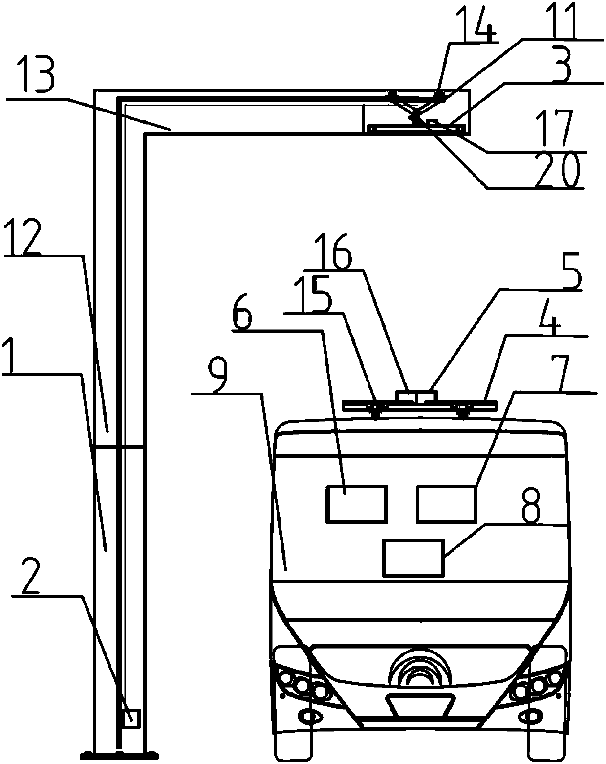 Reverse pantograph, charging system and car