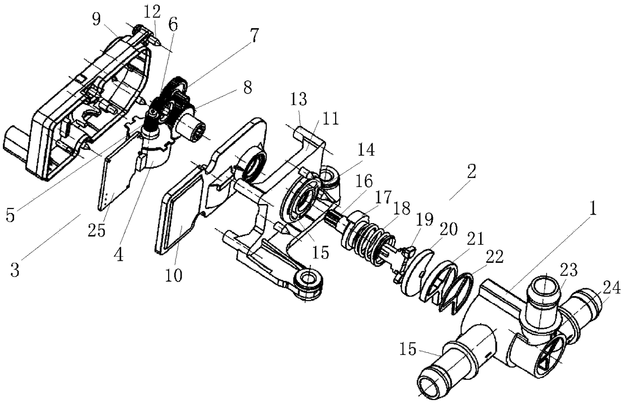 Three-way valve assembly of new energy vehicle cooling system and control method