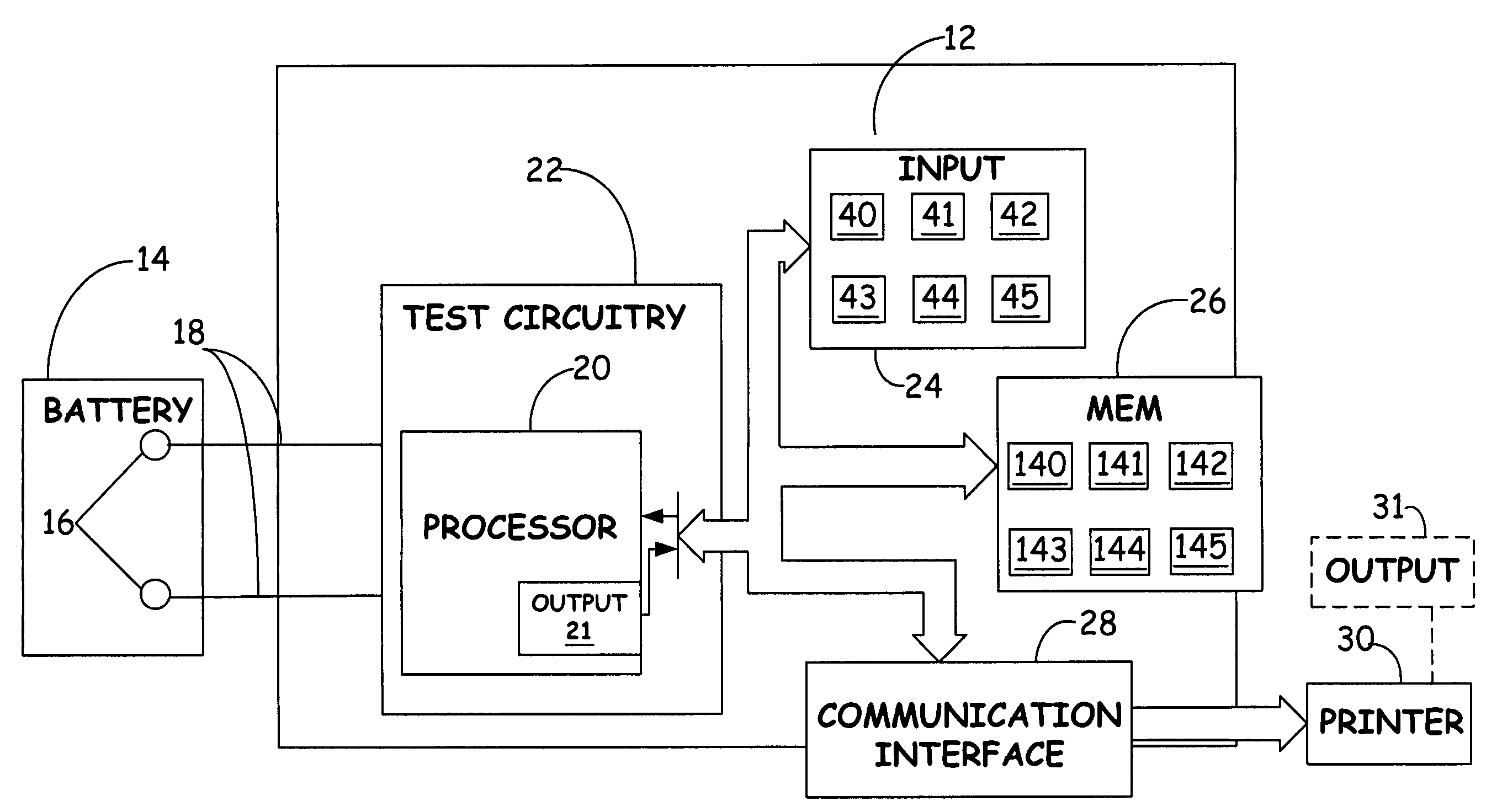 Electronic battery tester having a user interface to configure a printer