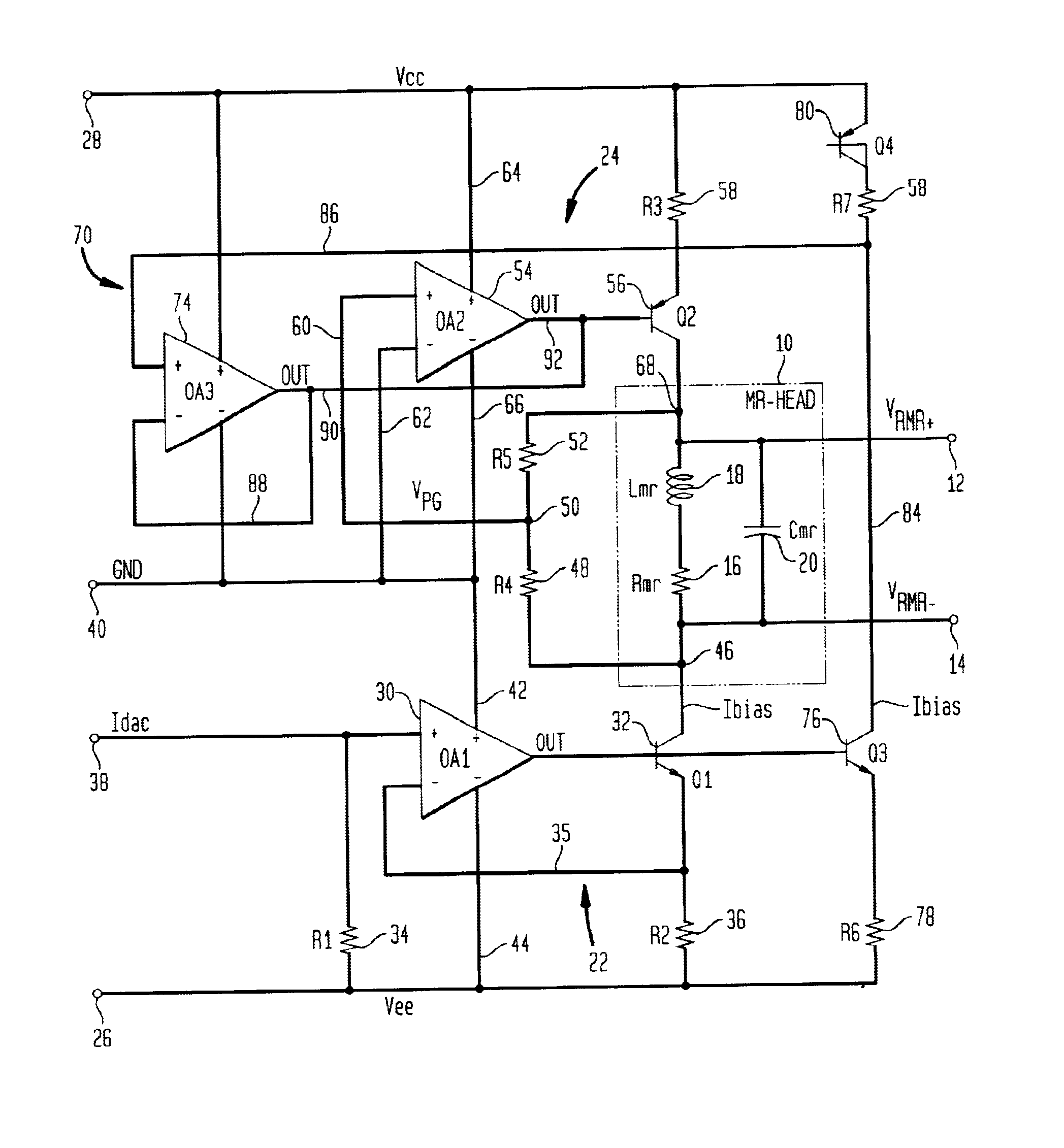 Current limiter for magneto-resistive circuit element