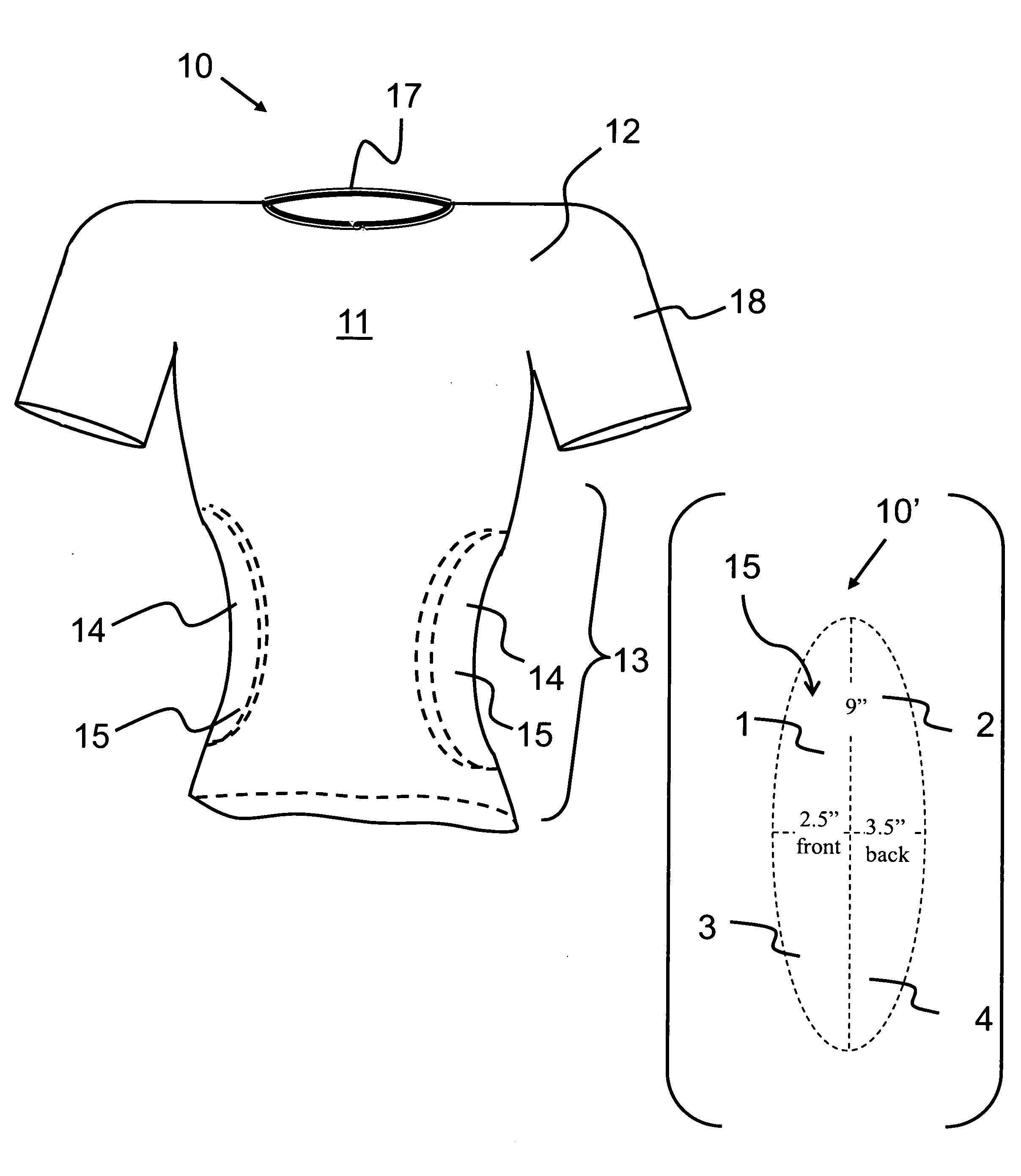 Shirt having form-fitting mid-section support