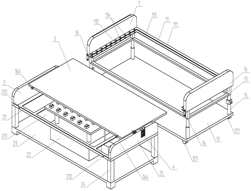 Surgical stretcher and matched night illumination sickbed convenient for transferring patient