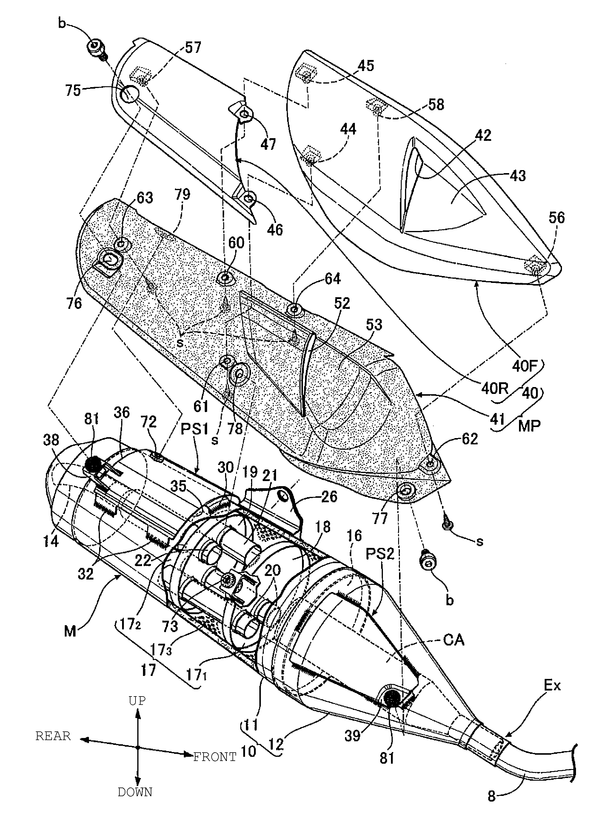 Muffler system with protector for small-sized vehicle