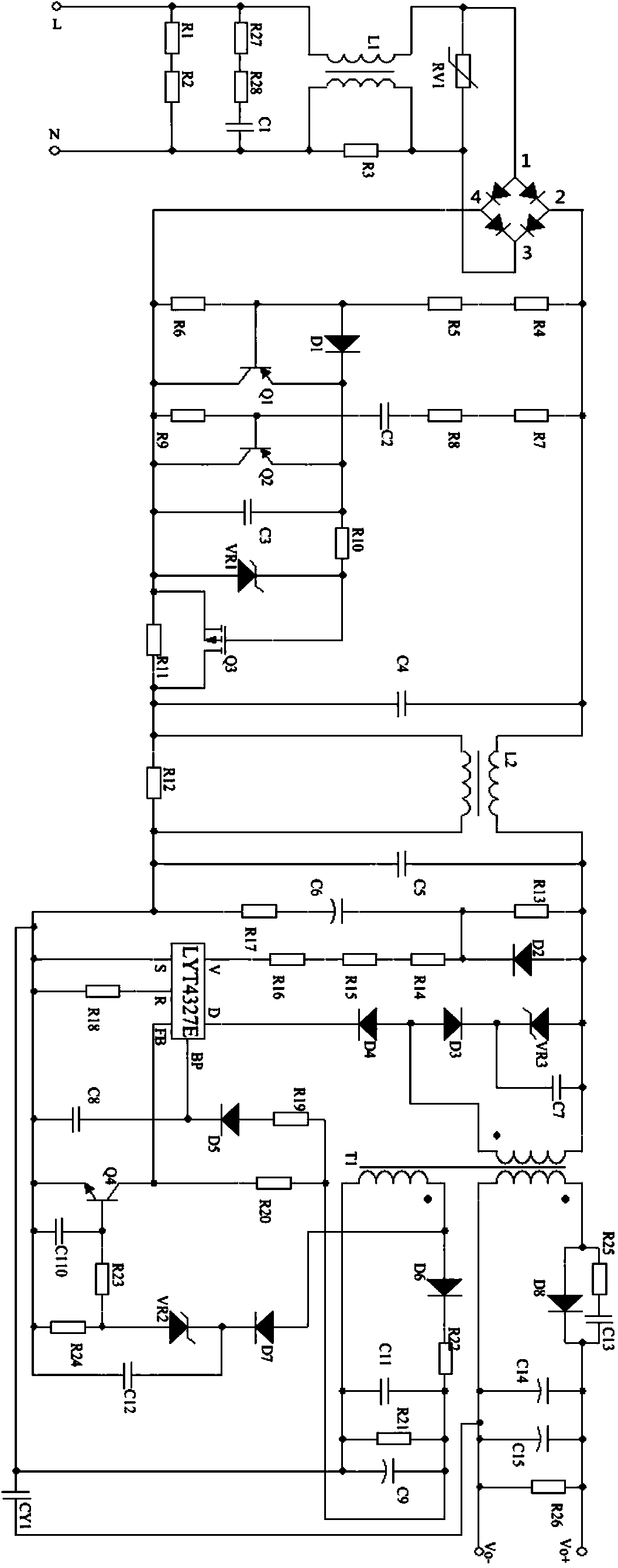 Single-stage power factor correction LED accurate constant current driving circuit