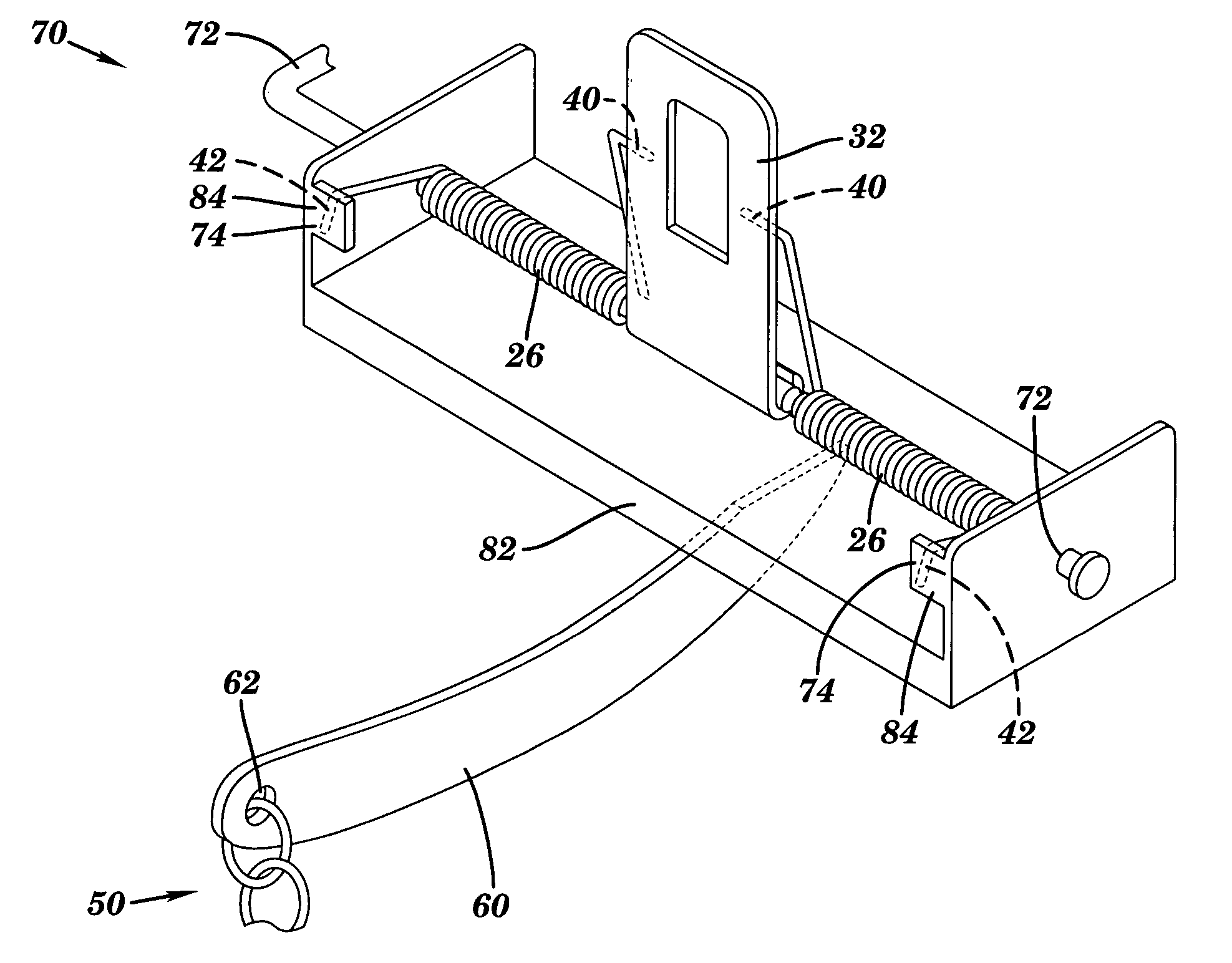 Trap with biasing device and force applying levers and related methods